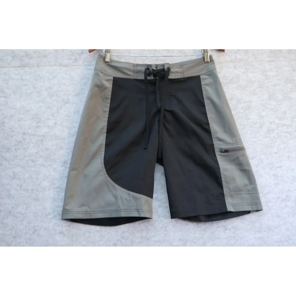 REI Mens Board Shorts Size Small Black Grey Colorblock Swim Trunks Surf Shorts